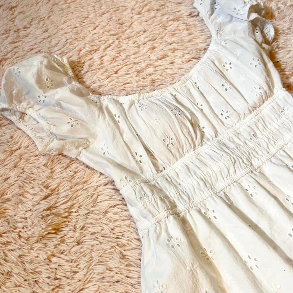 Hollister White Eyelet Coquette Twee Prairie Babydoll Open Tie‎ Back Dress - Picture 2 of 7